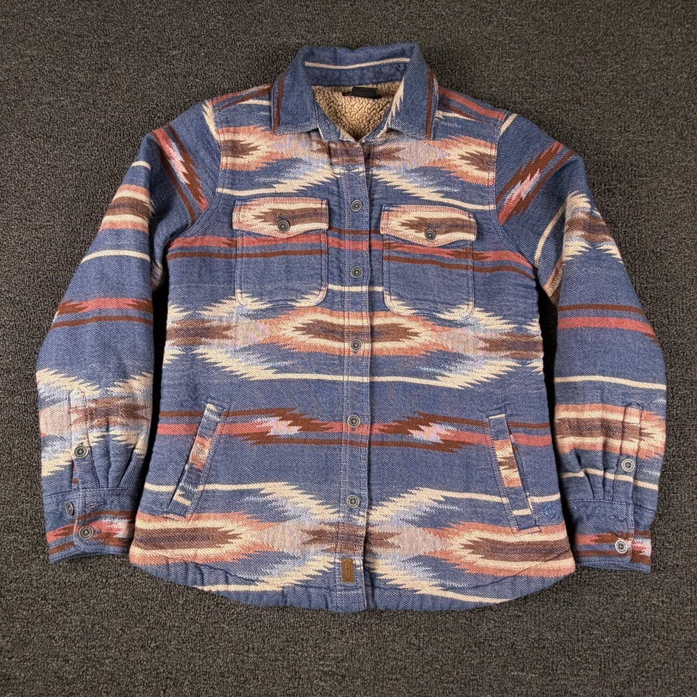 Ariat Shirt Jacket Womens S Chimayo Shirt JKT Blue Southwestern Sherpa EUC